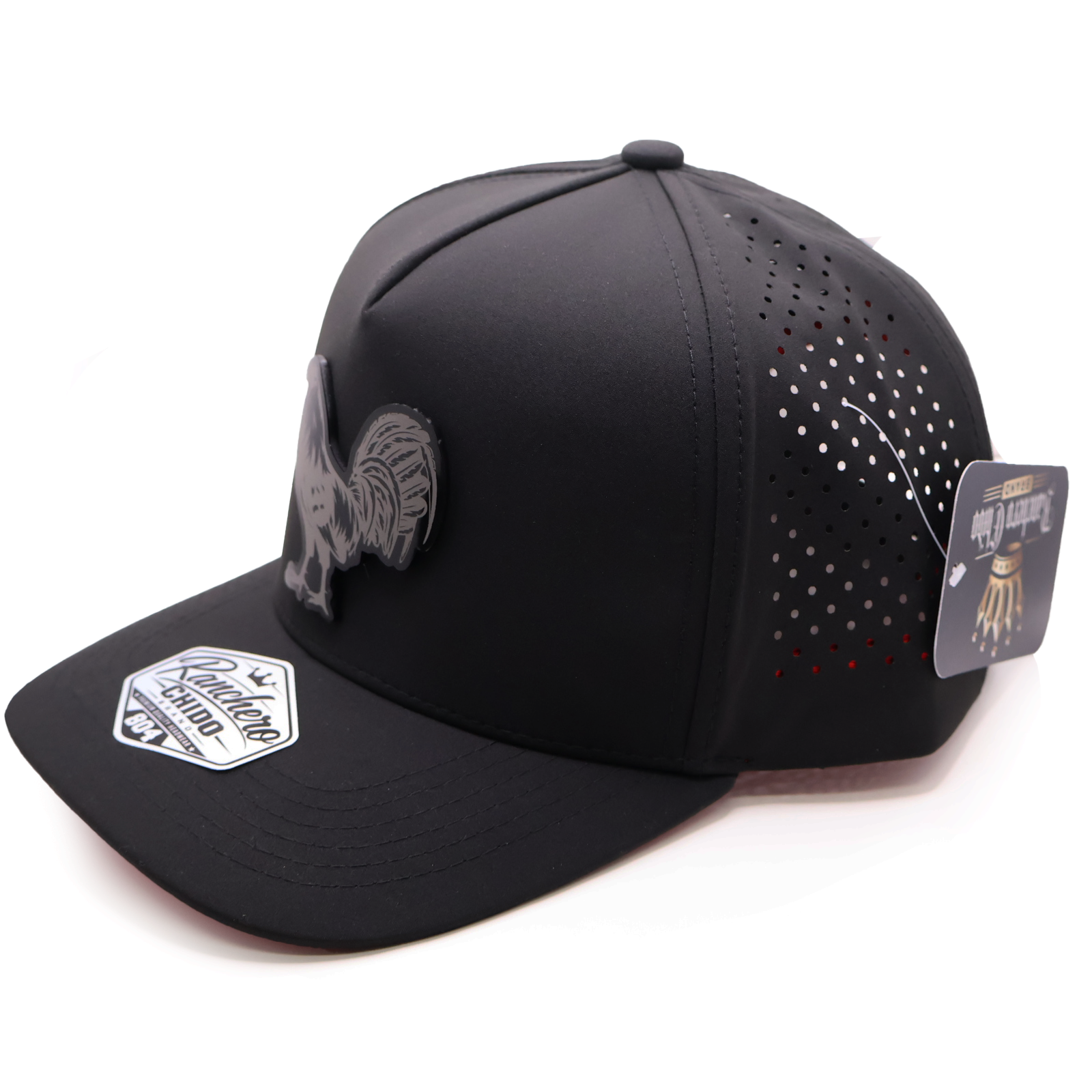 Gallo Acrylic Badge Mesh Trucker Hat – Black/Red Undertone with Hecho en México Pin - Image 4