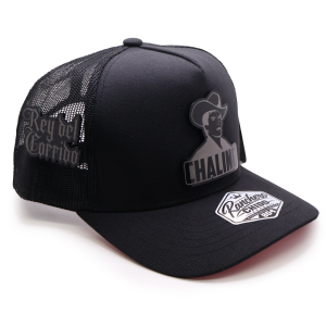 Chalino Acrylic Badge Mesh Trucker Hat – Red Undertone with Rey del Corrido Pin